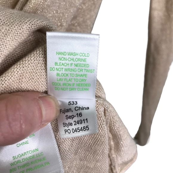 Lilly Pulitzer Women's Long Cardigan Sweater Metallic‎ Beige Button-Up Linen XS - Picture 10 of 10